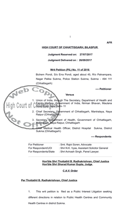 1 Afr High Court of Chhattisgarh, Bilaspur