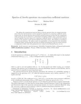 Spectra of Jacobi Operators Via Connection Coefficient Matrices