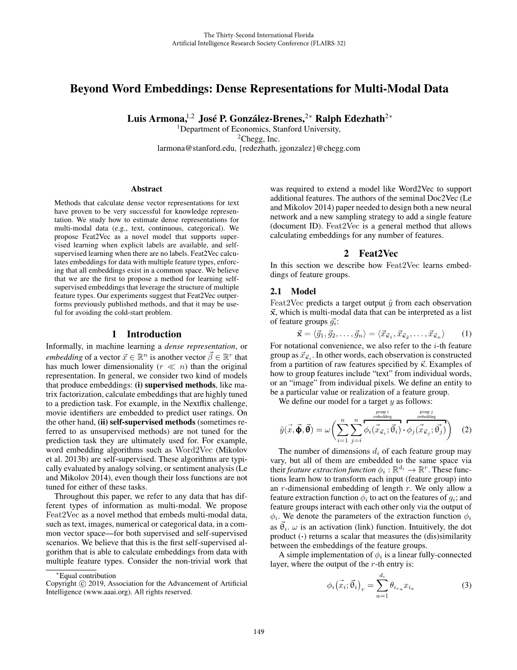 Beyond Word Embeddings: Dense Representations for Multi-Modal Data