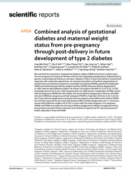 Combined Analysis of Gestational Diabetes and Maternal Weight