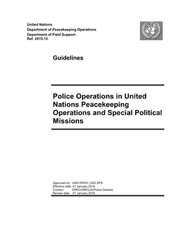 Police Operations in United Nations Peacekeeping Operations and Special Political Missions