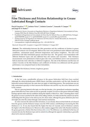 Film Thickness and Friction Relationship in Grease Lubricated Rough Contacts
