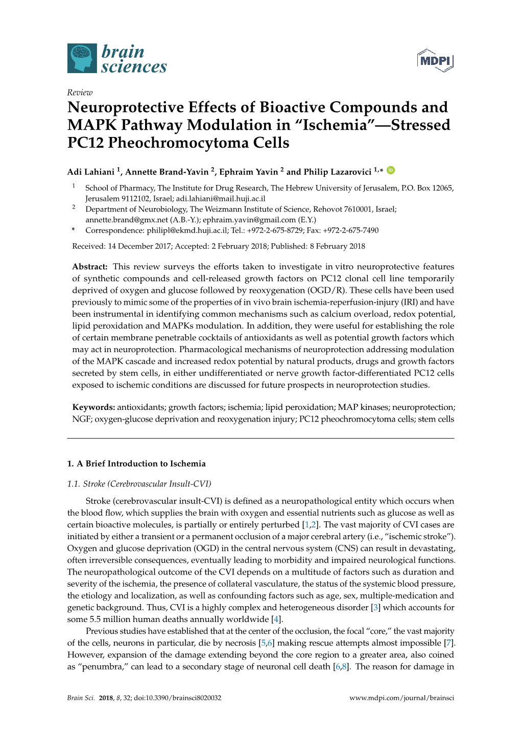 Ischemia”—Stressed PC12 Pheochromocytoma Cells