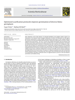 Optimized Scarification Protocols Improve Germination of Diverse Rubus Germplasm