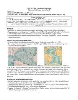 UNIT 10 Plate Tectonics Study Guide