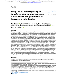 Geographic Heterogeneity in Anopheles Albimanus Microbiota Is