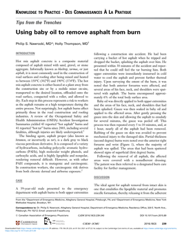 Using Baby Oil to Remove Asphalt from Burn