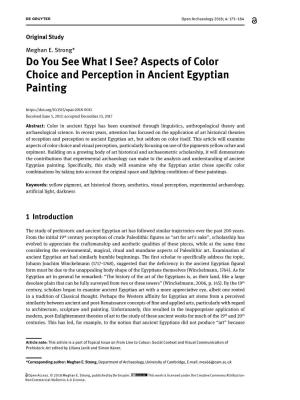 Aspects of Color Choice and Perception in Ancient Egyptian Painting