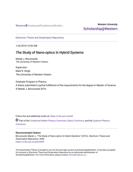 The Study of Nano-Optics in Hybrid Systems