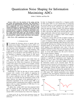 Quantization Noise Shaping for Information Maximizing Adcs Arthur J