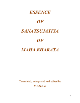 Essence of Sanatsujatiya of Maha Bharata