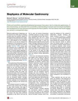 Biophysics of Molecular Gastronomy