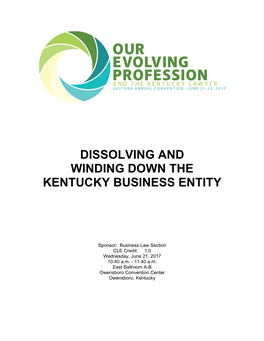 Dissolving and Winding Down the Kentucky Business Entity
