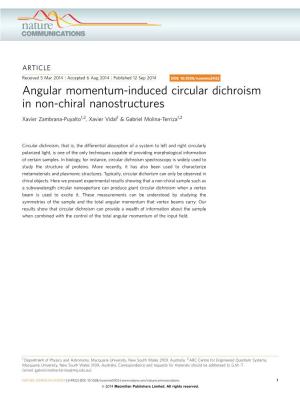 Angular Momentum-Induced Circular Dichroism in Non-Chiral Nanostructures