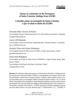 Galego As a Nickname in the Portuguese of Santa Catarina: Findings from ALERS