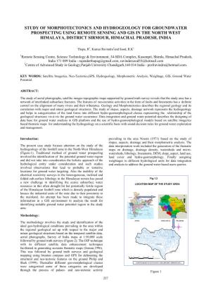 Study of Morphotectonics and Hydrogeology for Groundwater