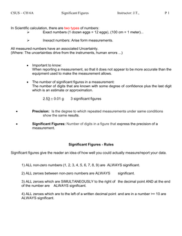 Significant Figures Instructor: J.T., P 1