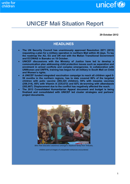 UNICEF Mali Situation Report