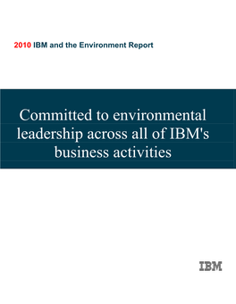 2010 IBM and the Environment Report