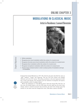 ONLINE CHAPTER 3 MODULATIONS in CLASSICAL MUSIC Artist in Residence: Leonard Bernstein