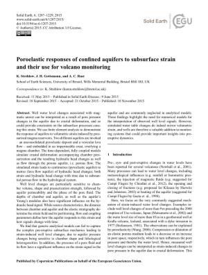 Poroelastic Responses of Confined Aquifers to Subsurface Strain And