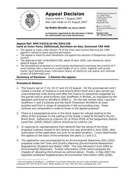 Burnam on Sea Windfarm Decision Dated 15 January 2008