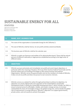 SUSTAINABLE ENERGY for ALL STATUTES Approved on 28 October 2016 Revised on 6 Ju Ly 2017 Revised on 17 June 2019