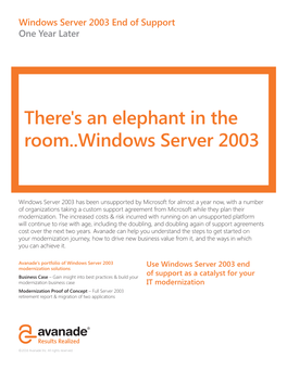 Windows Server 2003 End of Support One Year Later