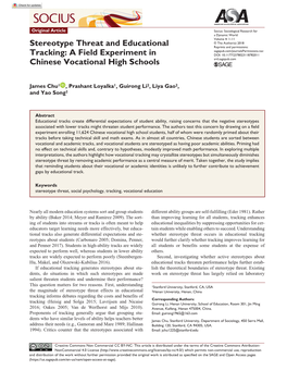 Stereotype Threat and Educational Tracking: a Field Experiment