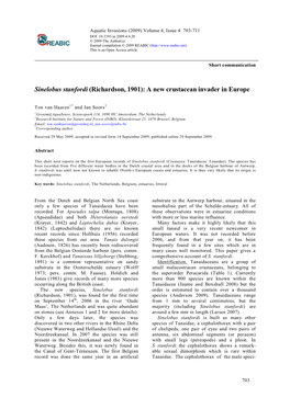Sinelobus Stanfordi (Richardson, 1901): a New Crustacean Invader in Europe