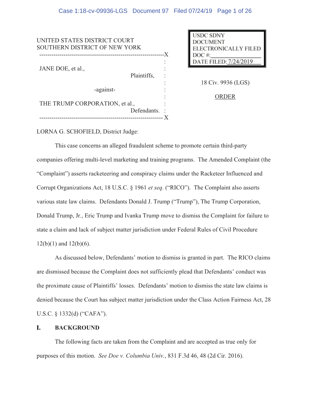 Case 1:18-Cv-09936-LGS Document 97 Filed 07/24/19 Page 1 of 26