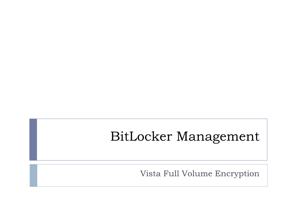 Bitlocker Management