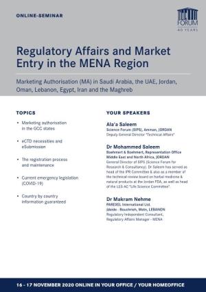 Regulatory Affairs and Market Entry in the MENA Region