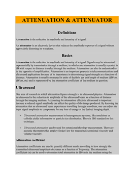Attenuation & Attenuator
