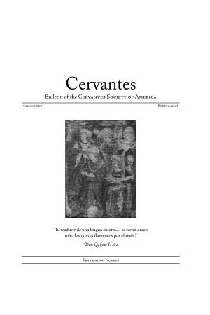 Cervantes the Cervantes Society of America Volume Xxvi Spring, 2006