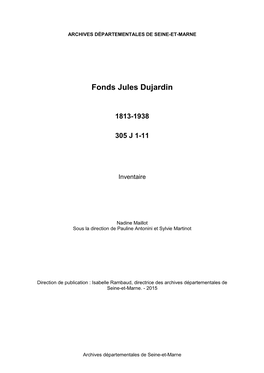 Inventaire Du Fonds Jules Dujardin