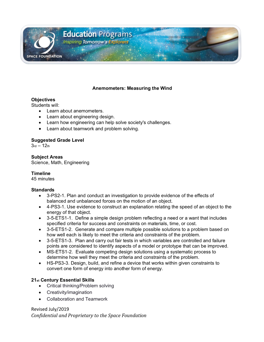 Anemometer Lesson