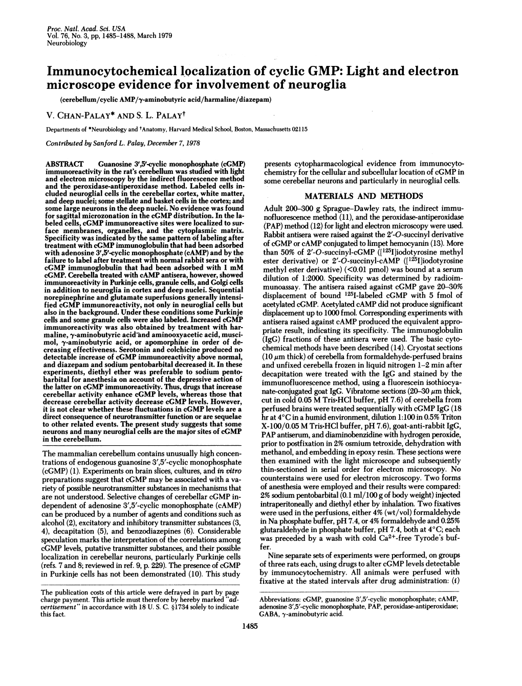 Light and Electron Microscope Evidence for Involvement of Neuroglia (Cerebellum/Cyclic AMP/Y-Aminobutyric Acid/Harmaline/Diazepam) V