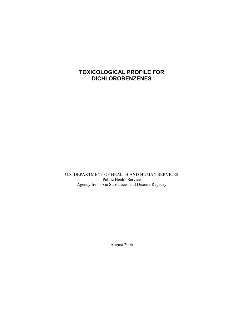 Toxicological Profile for Dichlorobenzenes