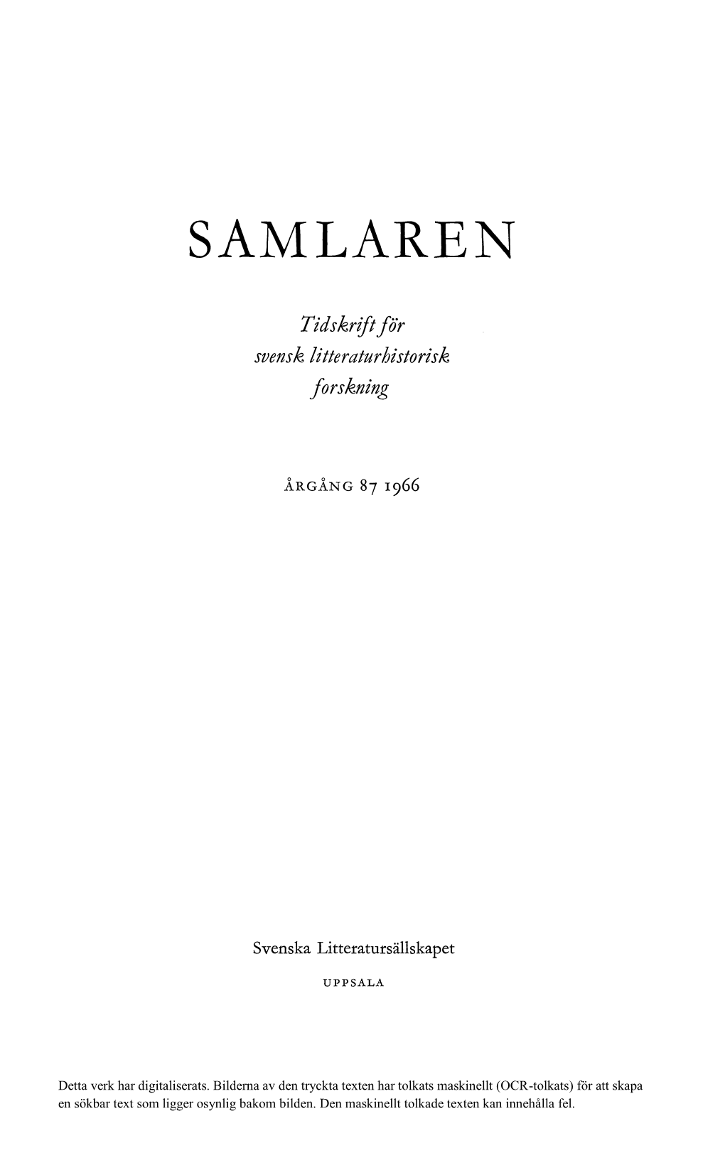 Svensk Litteraturhistorisk Bibliografi 83 (1964)