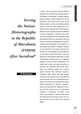 Historiography in the Republic of Macedonia After