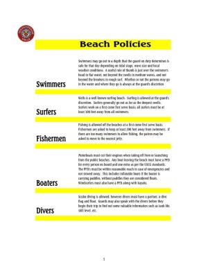 Beach Policies Swimmers Surfers Fishermen Boaters Divers
