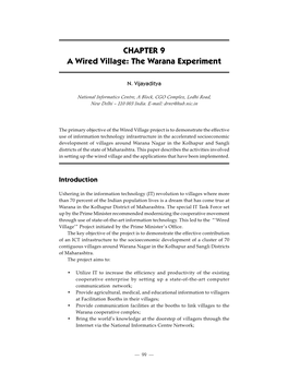 CHAPTER 9 a Wired Village: the Warana Experiment