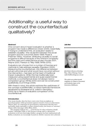 Additionality: a Useful Way to Construct the Counterfactual Qualitatively?
