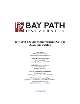2017-2018 the American Women's College Academic Catalog