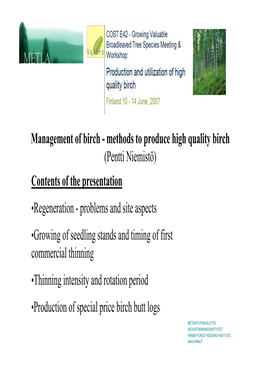 Management of Birch