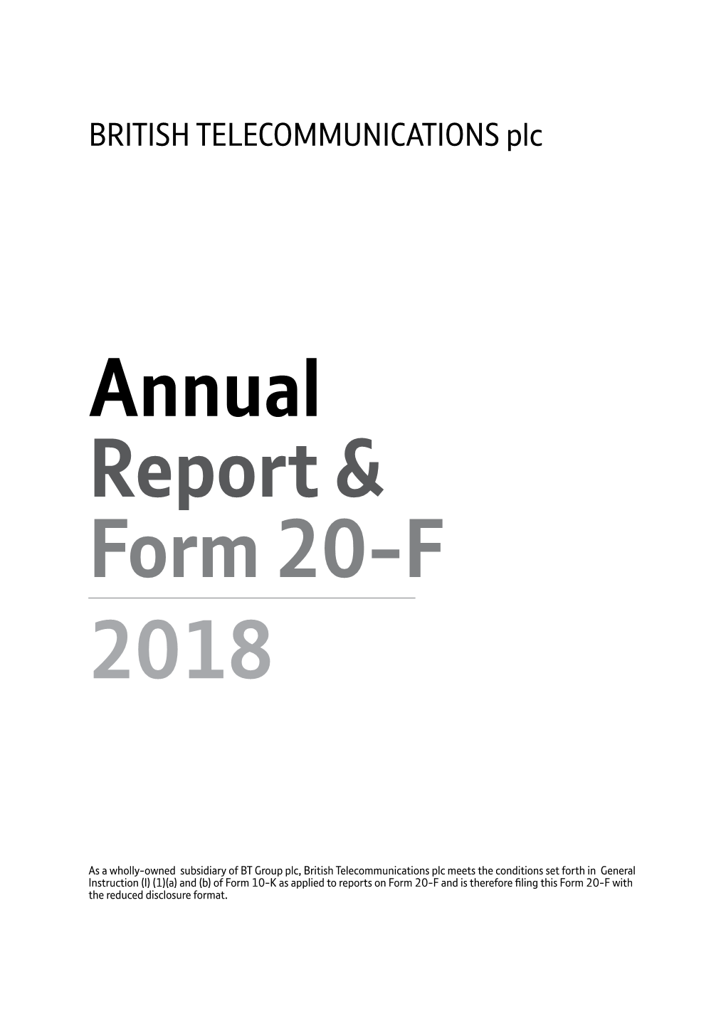 British Telecommunications Plc Annual Report