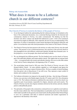 What Does It Mean to Be a Lutheran Church in Our Different Contexts?