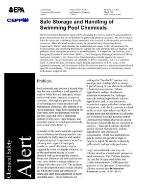 Chemical Safety Alert: Safe Storage and Handling of Swimming Pool