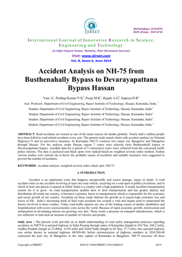 Accident Analysis on NH-75 from Busthenahally Bypass to Devarayapattana Bypass Hassan